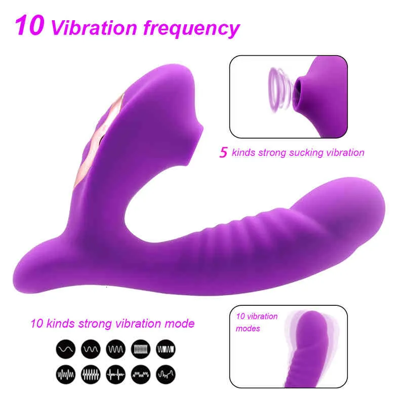 Masseur complet du corps Sex toys masager Suceur clitoridien g Spot Dildo Vibromasseur avec 10 modes puissants Clit Sucker Stimulateur de clitoris rechargeable Jouets pour femmes T6IU