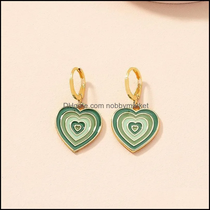 Dangle & Chandelier Creative Oil Drop Colorful Heart Earrings Vintage Simple For Women Girls Fashion Jewelry Bijoux Femme