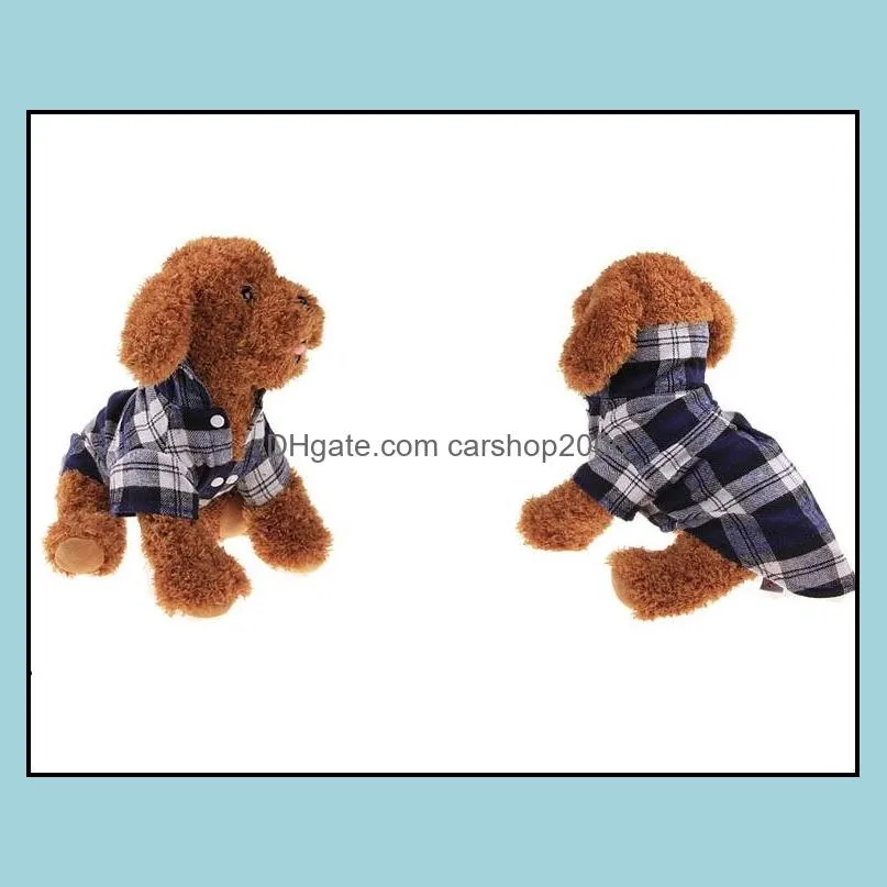 Pet Fashion Series Dog Summer clothes Casual Plaid Shirts 100% Cotton dog costumes 5 sizes 3 colors free shipping