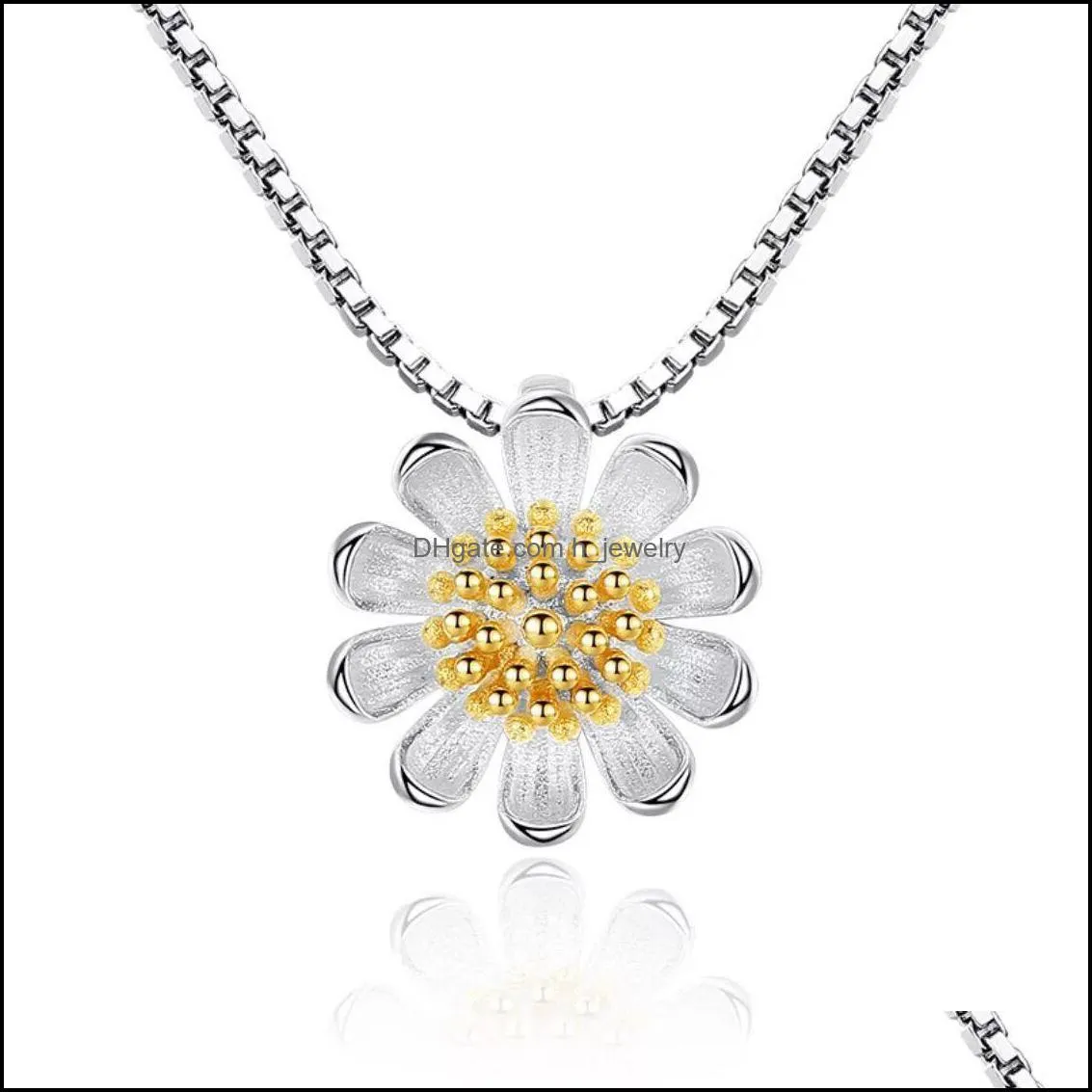 daisy necklace pendant fashion wedding jewelry lovely imitation 925 sterling silver jewelry plated silver necklaces vibrant sun flower hjewelry
