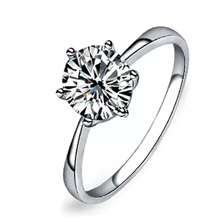 Anéis de casamento clássicos para mulheres para sempre simples Seis garras de zircônia cúbica 3 coloras de noivado de moda anéis de jóias