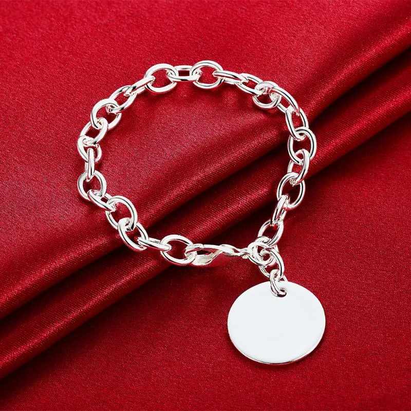 Bracelets de charme Carte ronde pour femmes 925 Timbre Argent Couleur Bracelets féminins Fête de mariage Mode Bijoux de luxe 2022 Cadeaux GaaBouCharm