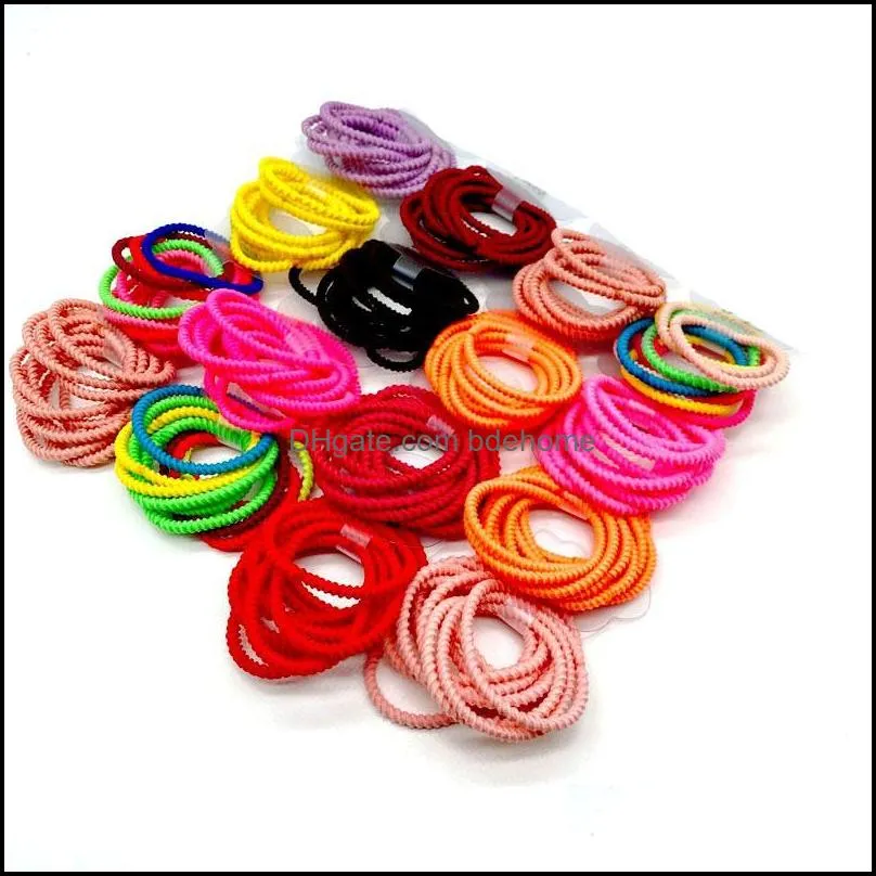 handmade solid color ties ring hair rubber hairbands elastic rope ponytail holder for kids girl fashion accessories