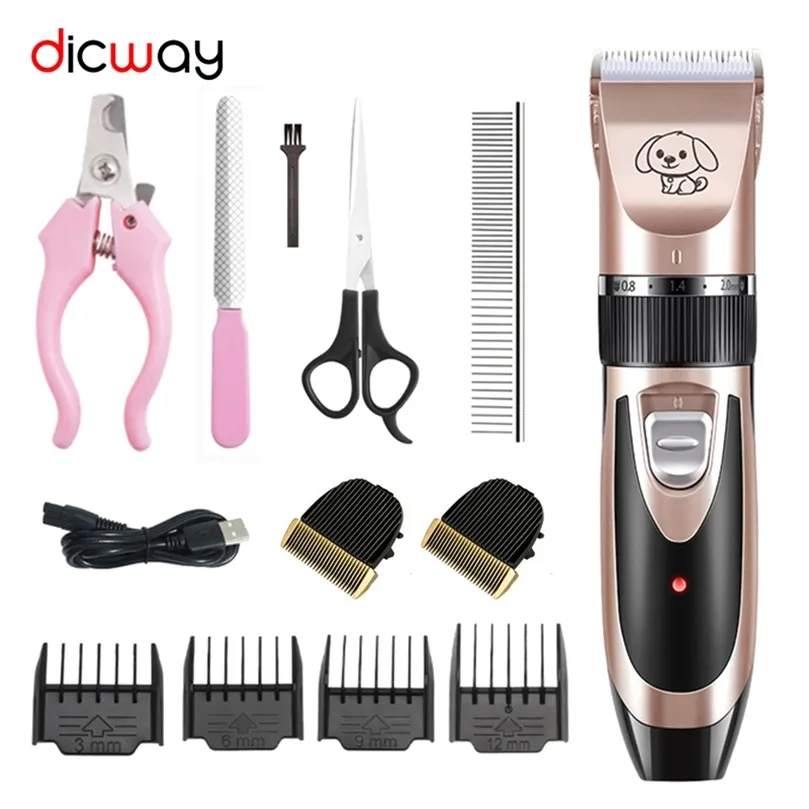 Dicway Dog Clippers Professional Electric Pet Hair Trimmer Kit Cat Grooming Haircut Cutter Cutting Machine Clipper For Animals 220423