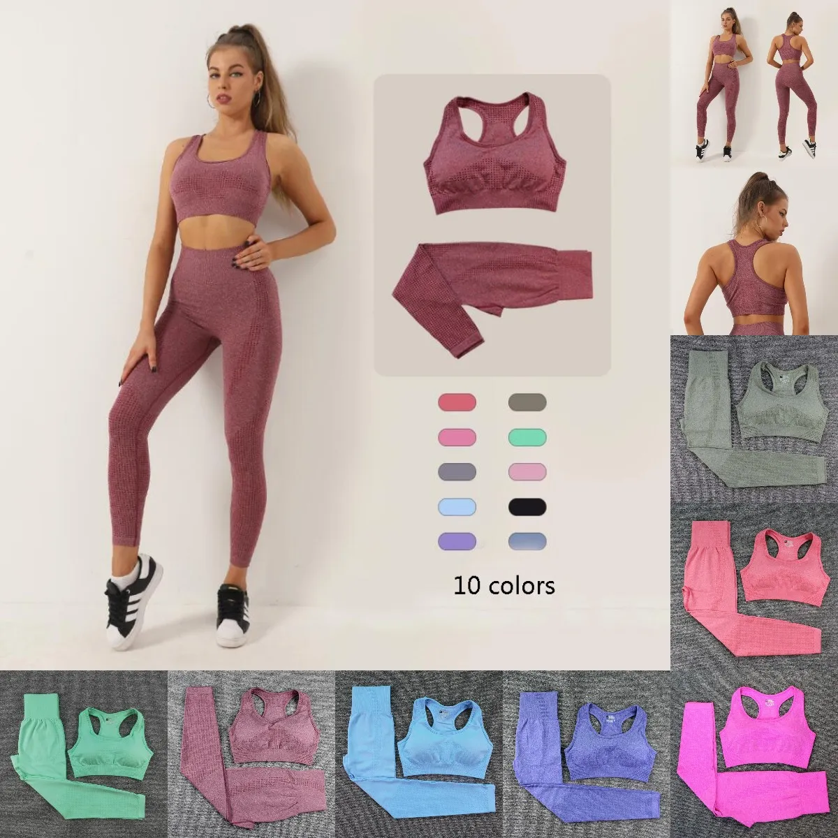 Seamless Yoga Set Gym Clothing Workout Clothes For Women Tracksuit Gyms Sets High Waist Sport Outfit Yoga Fitness Suit