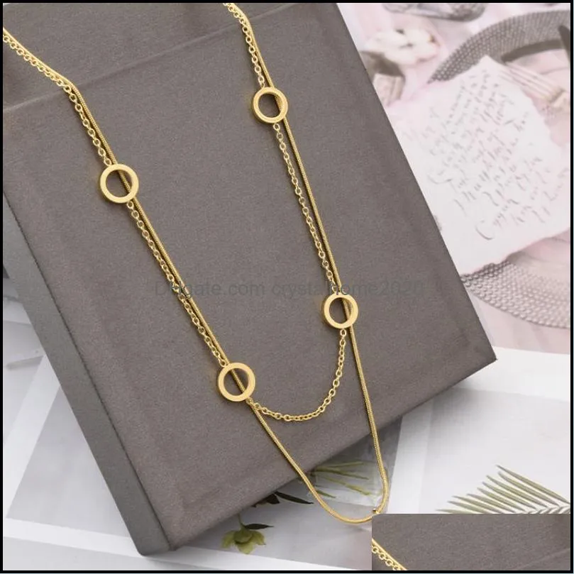 double layered clover pendant necklace 18k gold stainless steel necklaces jewelry for women gift