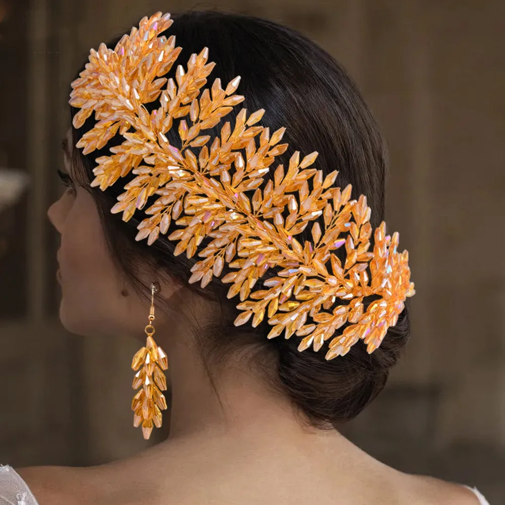 İndirimli Gelin Altın Hairband Tiaras Başkanı Düğün Mücevherat Doğum Günü Partisi Headdress Taç Aksesuarları Düğün Mücevherler Gelinler Jewelries