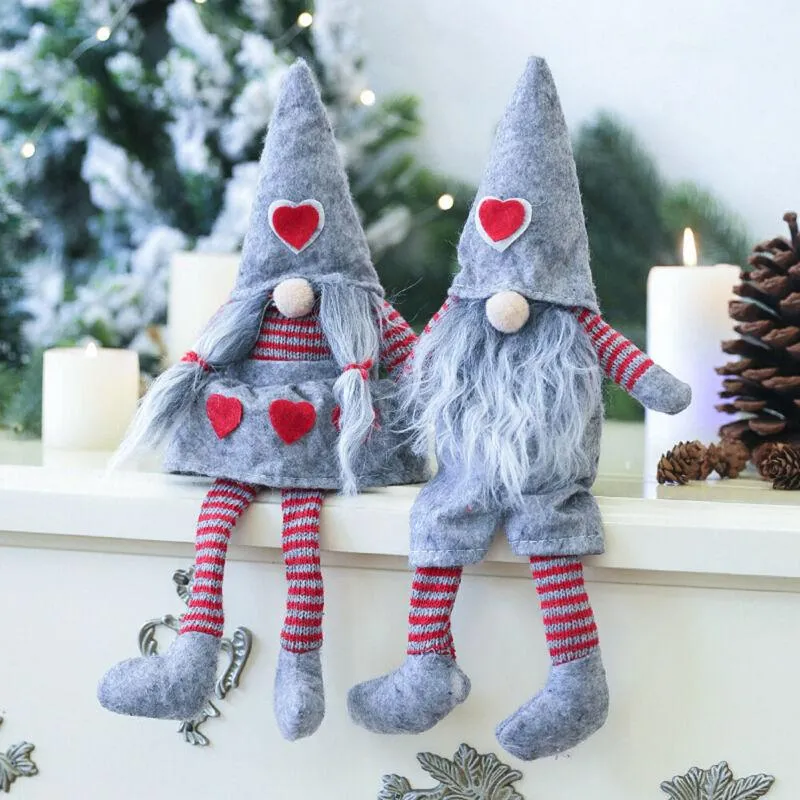Decoração de festa feliz natal chapéu longo chapéu sueco santa gnome ornamentos de pelúcia artesanal elf holida holida home decoração de natal presente para kidparty