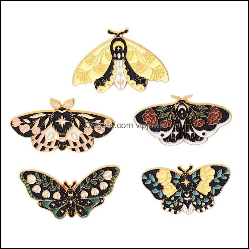 cartoon butterfly moth brooch unisex alloy animals series lapel pins flower leaf moon enamel corsage badges european backpack cowboy clothes insect
