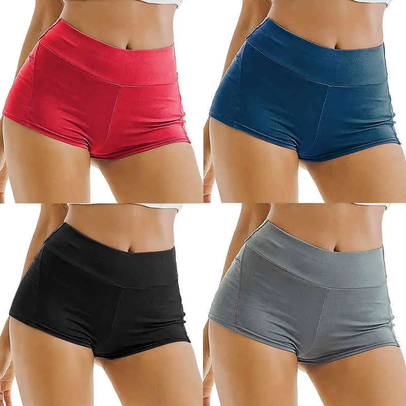 Pantaloncini sportivi da yoga elasticizzati da donna sexy 2397#xw con fianchi larghi e corsa color pesca