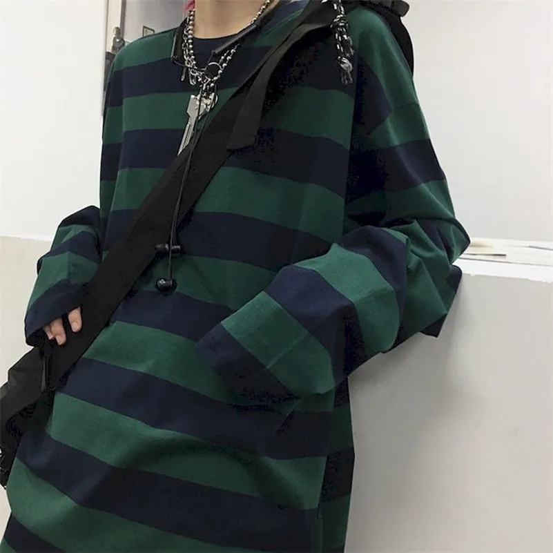 Punk T Gömlek Kadın Tshirt Streetwear Gömlek Japon Çift Giysileri Kawaii Artı Boyutu S Giyim Uzun Kollu Gotik 220321