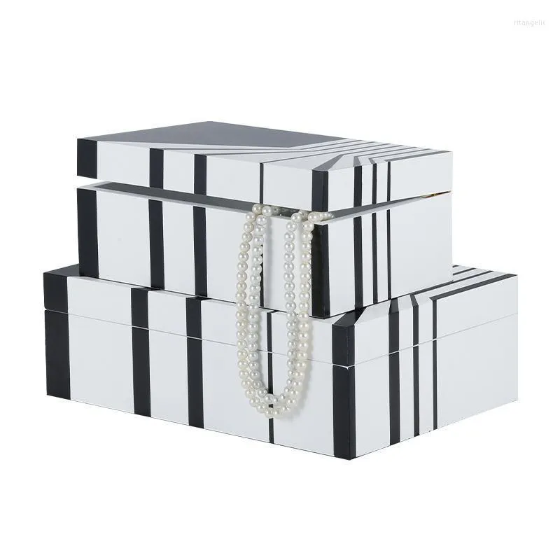 Torebki biżuterii torby nordyckie organizator do przechowywania dla dziewczynki małe luksusowe kolczyki drewniane czarny biały prezent rita22