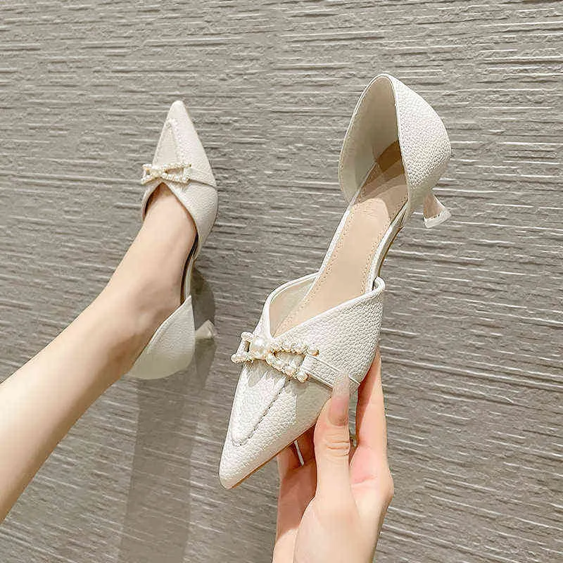 Heels Sandals Fashion Pumps Shoes Women Rhinestone Butterfly-knot Pointed Toe Slides Female Casual Outdoor Pumps G220527