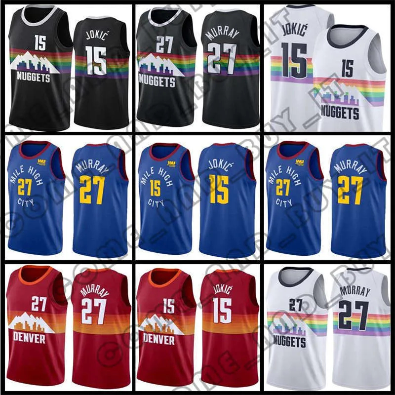 15 Jokic Jamal 27 Murray Basketball Jersey Nikola Denvers 2022 Men Stephen 30 Curry Klay 11 Thompson Nuggetes T-shirt Red Black zxcb