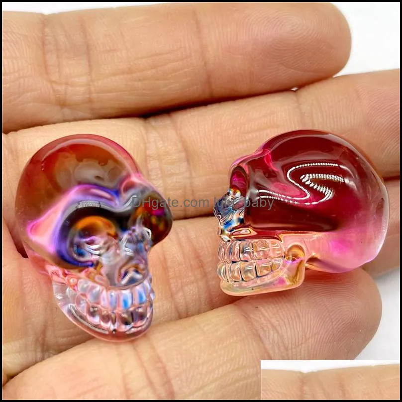 mini fashion glass skull plating crystal rainbow skeleton charm ornaments jewelry accessory birthday gift lulubaby