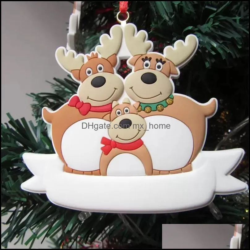 Cartoon Santa Claus Elk Snowman Family Party Decoration Christmas Tree Ornament Gift for 2021 Xmas Doorplate Pendant 71008A
