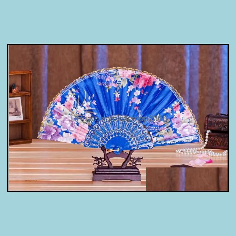 23cm chinese floral vintage folding fan wedding halloween christmas decoration baby shower home decor kids birthday party supply