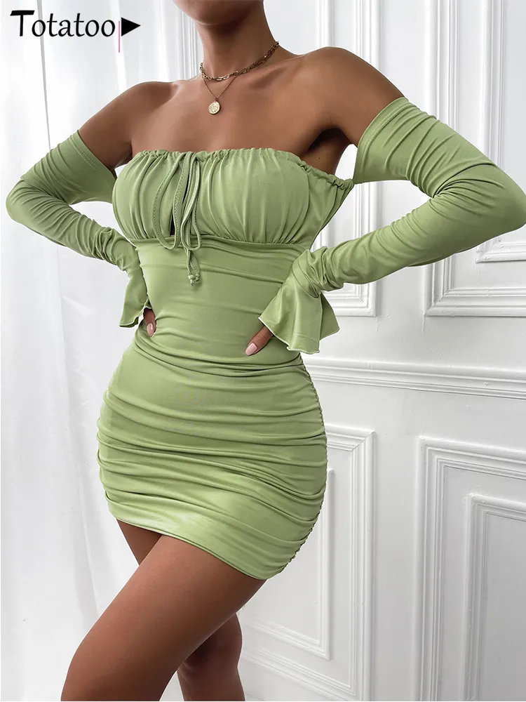 Slim Fit Kleid von Schulter langer Griff sexy Frauen tragen Autumn 2023 Party Heiße Kleid Lady Street Casual Wear Hip Wrap Rock