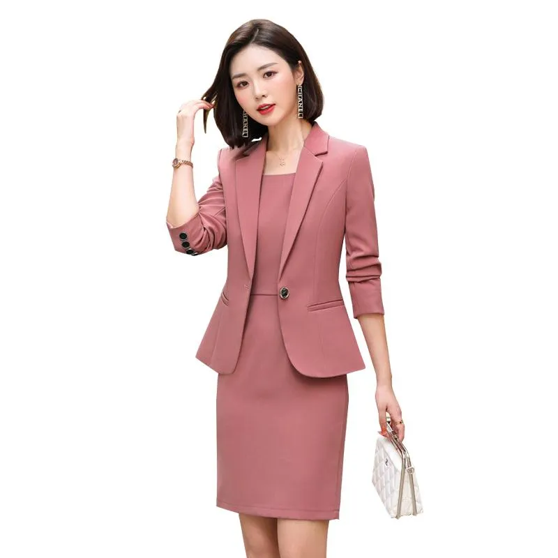 Vestido de dos piezas Elegante para mujer Chaqueta formal y falda Traje  Blazer Verde Púrpura Negro Rosa Rojo Mujeres Ropa de trabajo de negocios