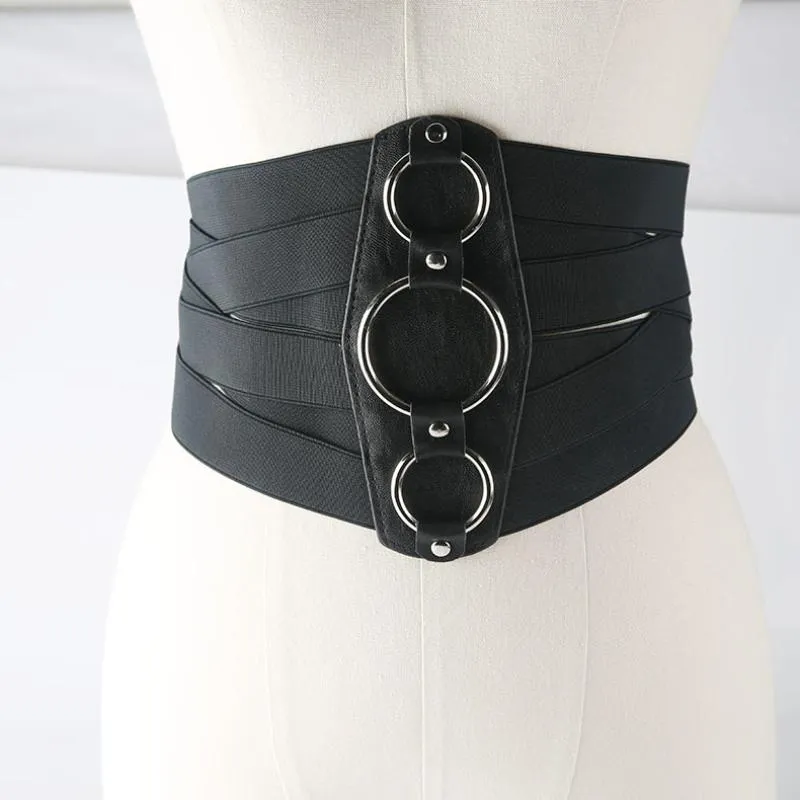 Gürtel für Damen, Kummerbund, dekorativer Gürtel für Damen, äußerer elastischer breiter Gürtel mit Hemd-Taille, All-Match-schwarzer B-Waist-Gürtel