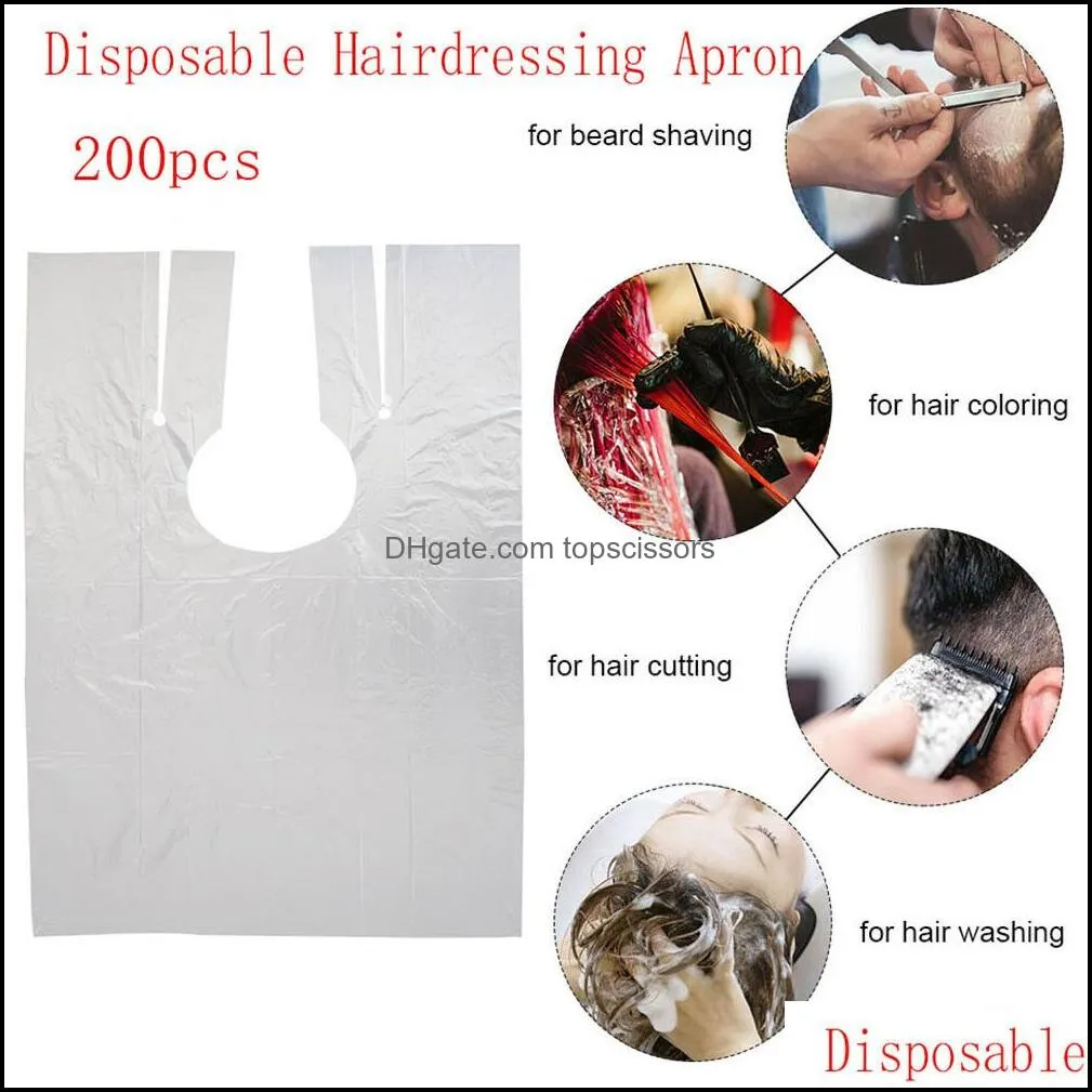 200pcs/Set Transparent Apron Disposable Waterproof Hair Cape Hairdressing Cutting Hair Cloth Salon Barber Gown Cape Barber Tools