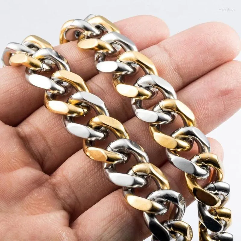 15mm Edelstahl Miami Cuban Link Kette Halskette für Herren Hip Hop Schmuck Gold Silber Farbe Steampunk Stil Zubehör Ketten Morr22