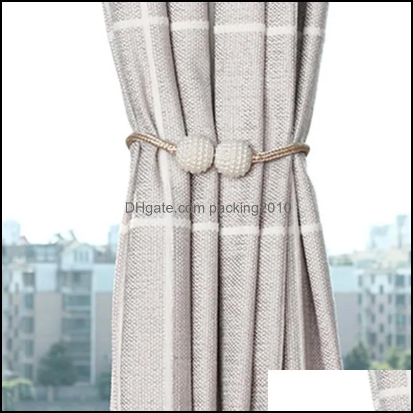 Other Home Decor Hanging Ball Buckle Pearl Curtains Beaded Tiebacks Accessories Drop Strap Creative Magnetic Holdbacks Rods