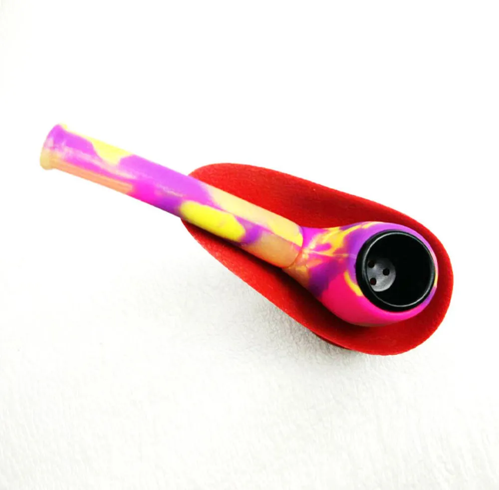 115mm Mini Silicone Glass Pipe Colorful Smoking Pipes Spoon Portable High Quality for Retail eller Wholesale