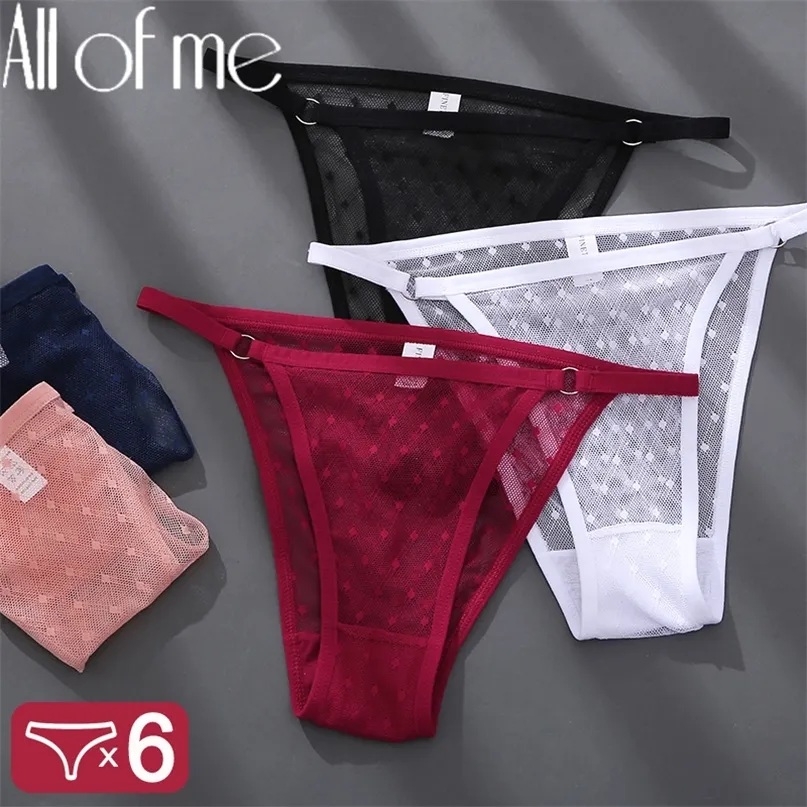 6PCS/Set Sexy Panties Women Underwear Perspective Lingerie Lace Underpants Female Briefs Intimates Big Plus Size M-XXL 220426