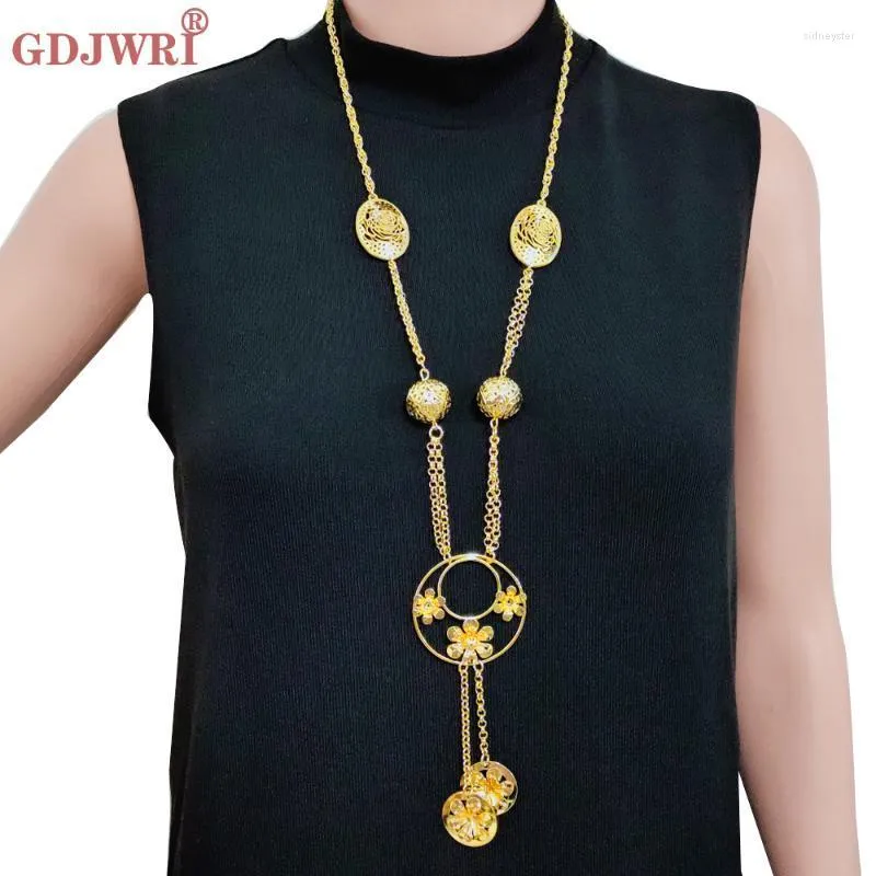 Chains High Quality Fashion Metal Long Tassel Chain Flower Necklace Sweater Party Jewelry GiftChains Sidn22