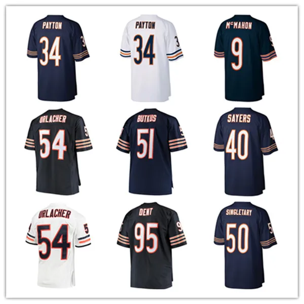 Piłka nożna Walter Payton 34 Brian Urlacher 54 Jim McMahon 9 Dick Butkus 51 Singletary 50 Sayers 40 Dent 95 Perry 72 Hampton 99 Jersey Emetired Men Szyte Koszulki