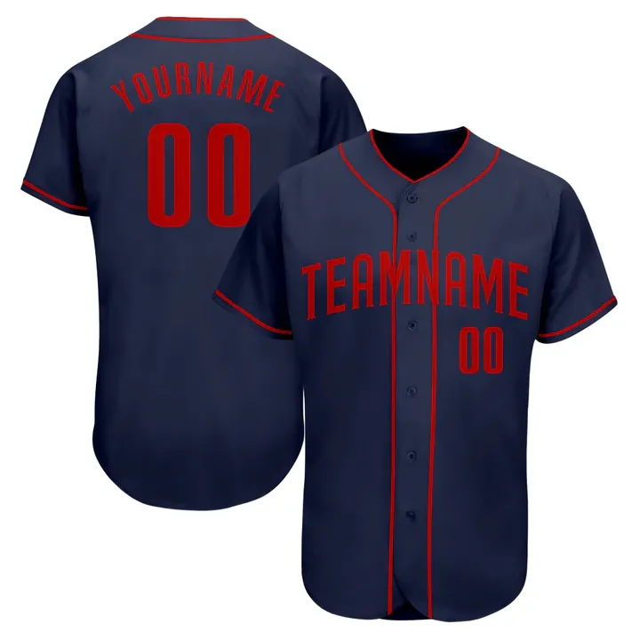 Benutzerdefinierte Marine Red 345345 Authentisches Baseball -Trikot