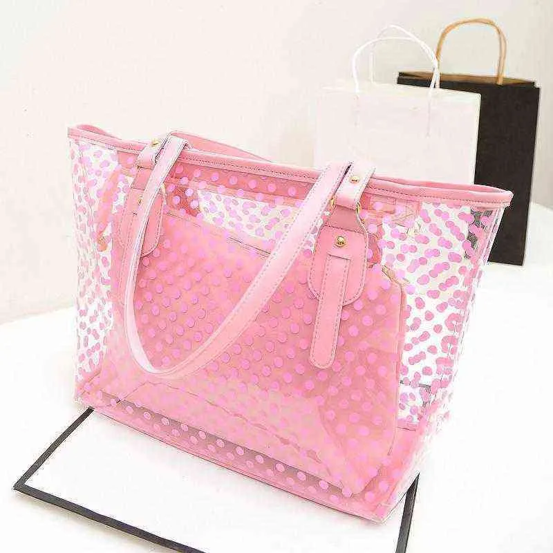 Симпатичная прозрачная сумка для женщин прозрачная сумочка Кенд -Бич Водонепроницаемый плечо -точка Желли мешок Femme Bolso Crossbody 220427