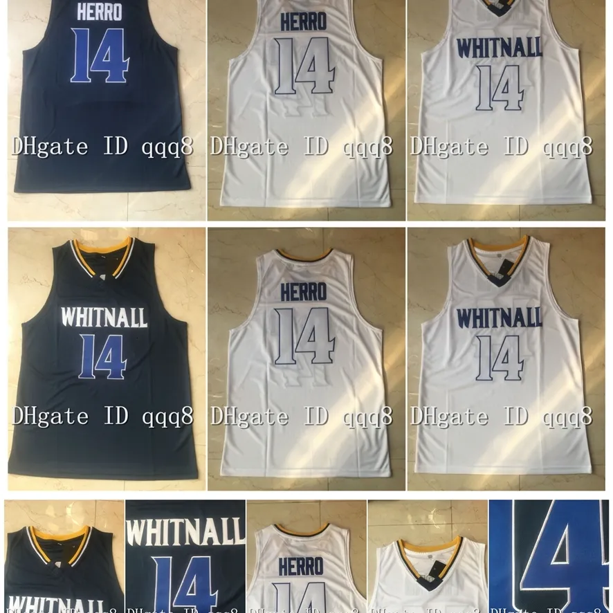 NA85 14 Tyler Herro Jersey Whitnall High School College Basketball Jerseys Blue White Sport Shirt Top Kwaliteit 1 S-XXL