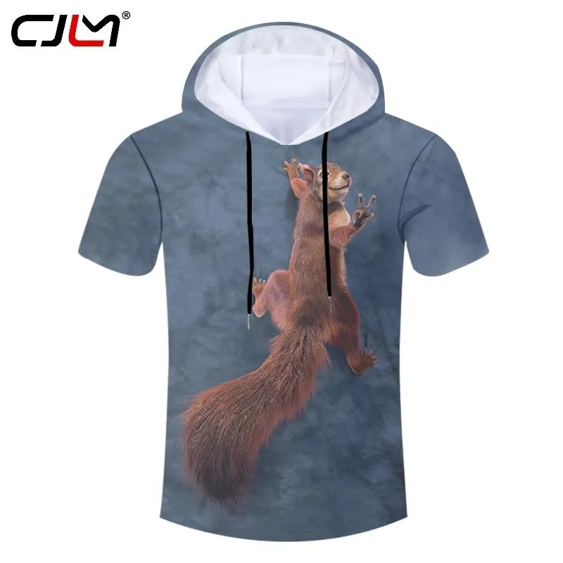 Summer Tshirts Men Funny Print Cute Brown Squirrel 3d Hooded Tshirt Short Sleeve Hip Hop Streetwear Loose Tee Hoodies 220623