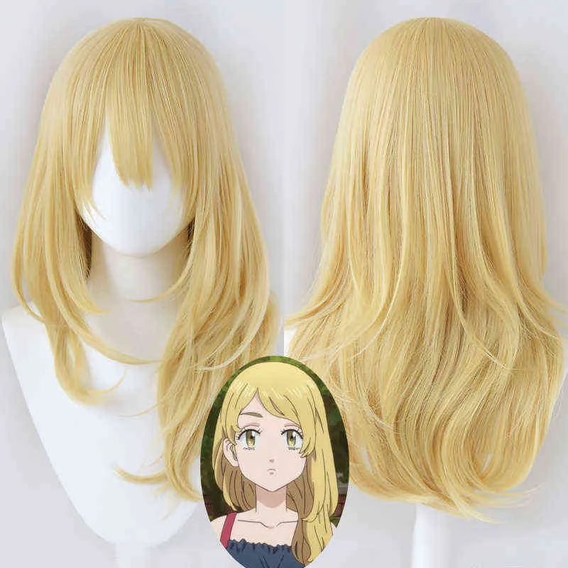 Emma Sano Cosplay Wig Anime Tokyo Revengers Emma Synthetic Fake Hair Halloween Party Carnival Role Play + a wig cap H220513