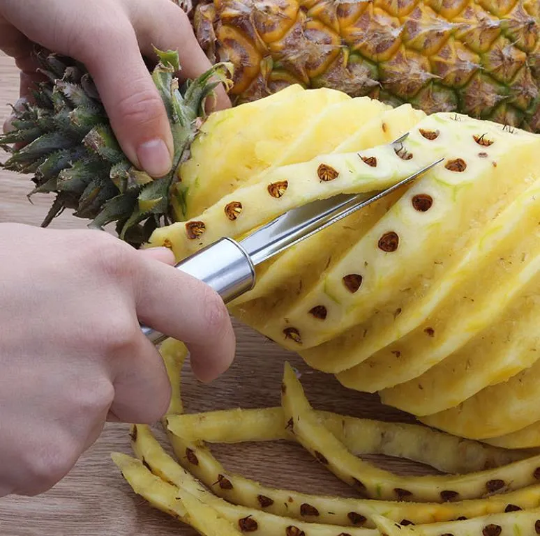 Portable Non-slip stainless steel Fruit Pineapple Peeler Easy Cleaning Fork Fruit Tools Kitchen Tools