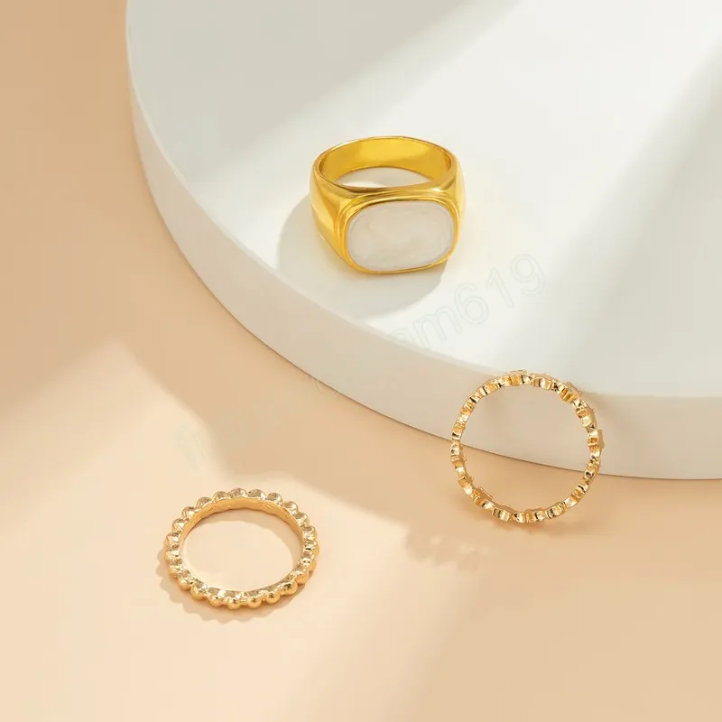 3 stcs/sets eenvoudige stijlvolle dunne vingerring voor vrouwen trouwband star kralen mode onregelmatige ringen persoonlijkheid sieraden set