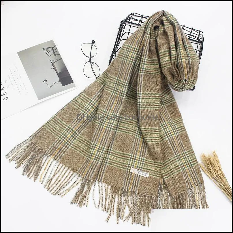 Fringed Shawl Scarf New Women`s Scarf In Autumn And Winter Korean Version Of The Large Plaid Solid Color Imitation Cashmere Scarf DHL