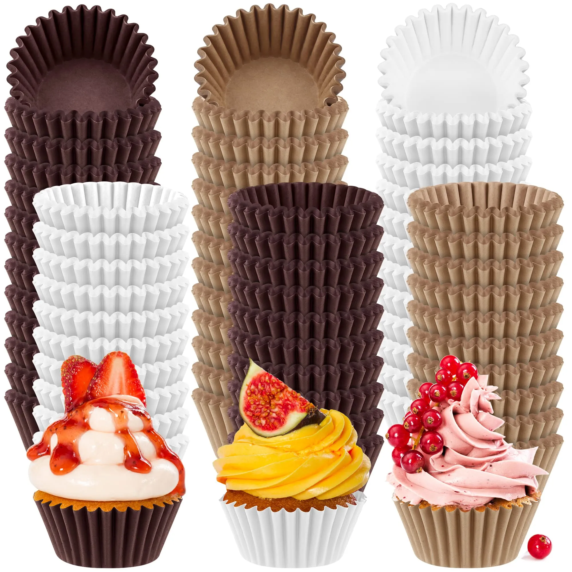Cupcake 500pcs / Set 1,25 pouces mini-paquets en graisses Papiers à pâtisserie Muffin pour célébration de mariage Brown Natural White Amyzv