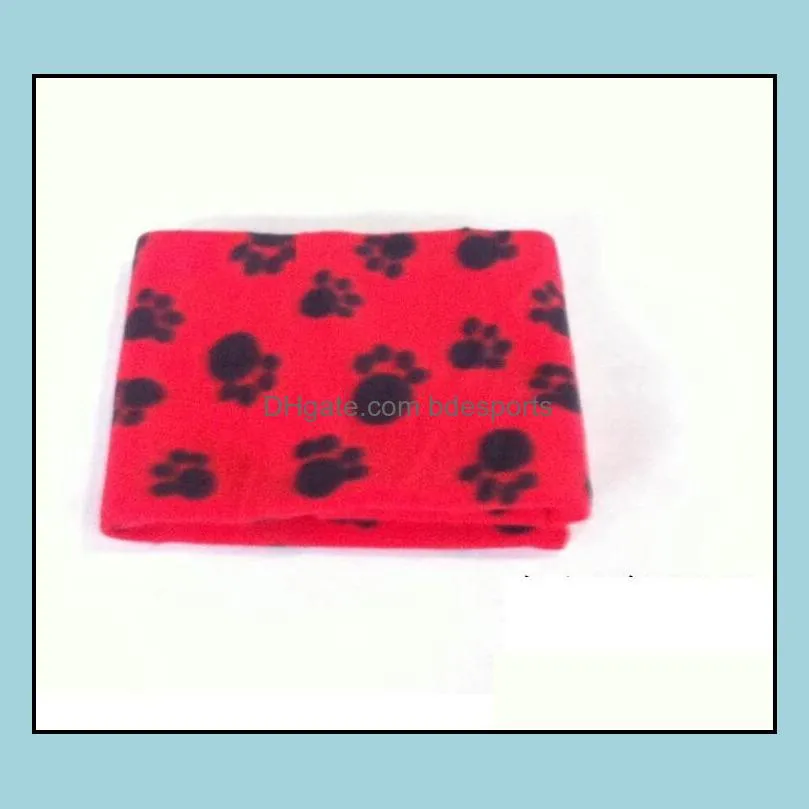 60x70cm pet dog cat bed blankets Cute Floral Pet Sleep Warm Paw Print Dog Cat Puppy Fleece Soft Blanket Beds Mat