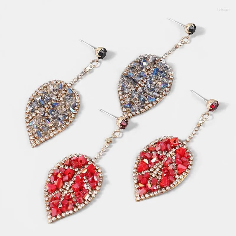 Dangle & Chandelier Find Me Creative Geometric Acrylic Earrings Rhinestone Leaf Pendant For Female Party Jewelry AccessoriesDangle Farl22