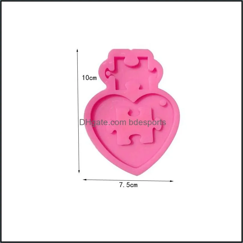DIY Silicone Mold Heart Puzzle Keychain Silicone Mold for DIY Cake Decoration Resin Gumpaste Fondant Sugar Craft Molds Free ship 35 G2