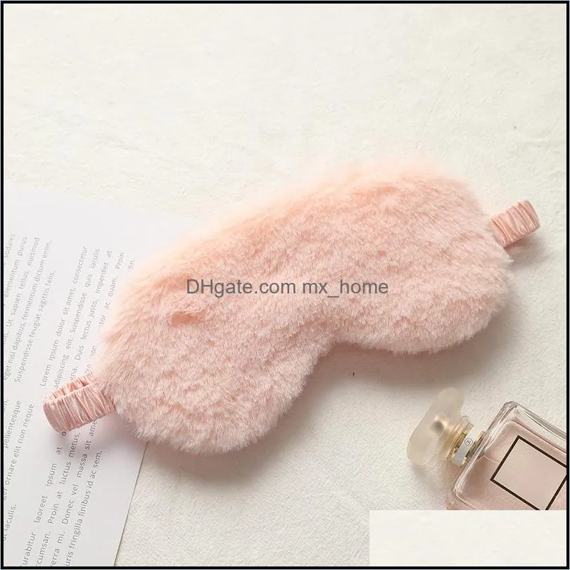 kids` sunblock sleeping faux rabbit fur eye mask breathable skin friendly plush eyeshade eyewith elastic band 8 colors z4559