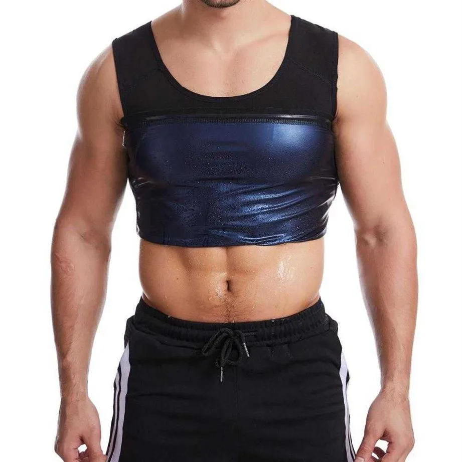 New Men Sweat Body Shaper Vest Slimming Waist Trainer Abdomen Fat Buring Sauna Suit Fitness Shapewear T Shirt Corset Top306K