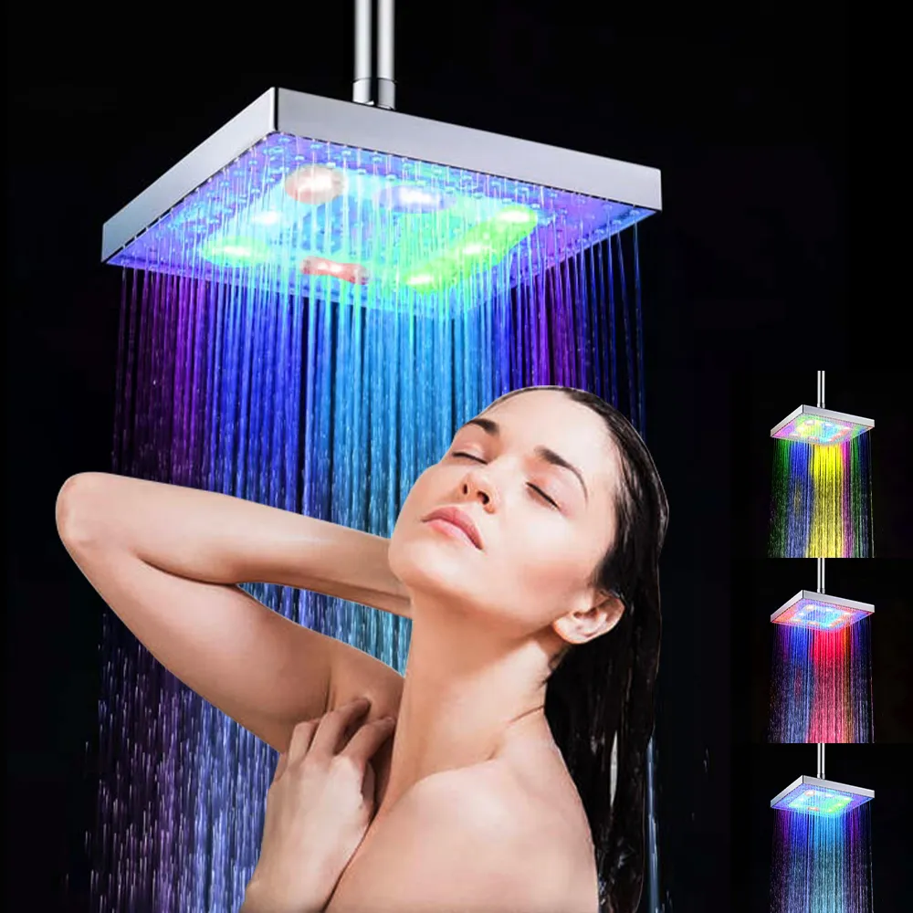 LED Rain Shower Head - High Pressure, Water Saving, Automatic Color ...