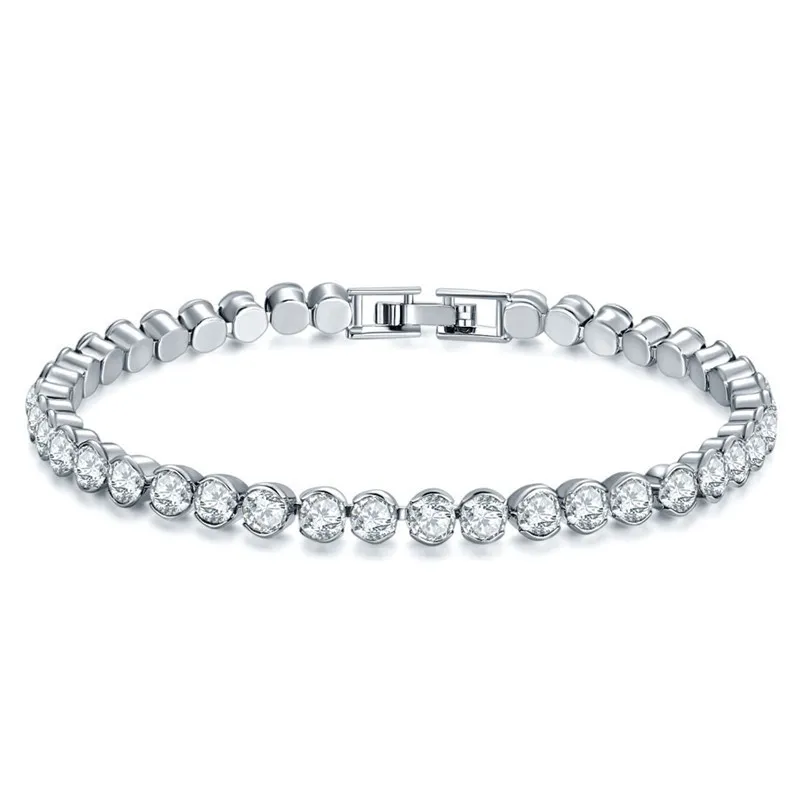 Bracelet en cristal 14K or AAA Zircon 4mm Bracelet Tennis avec diamants breloque femmes mariée cadeau de mariage bijoux 17cm/19cm