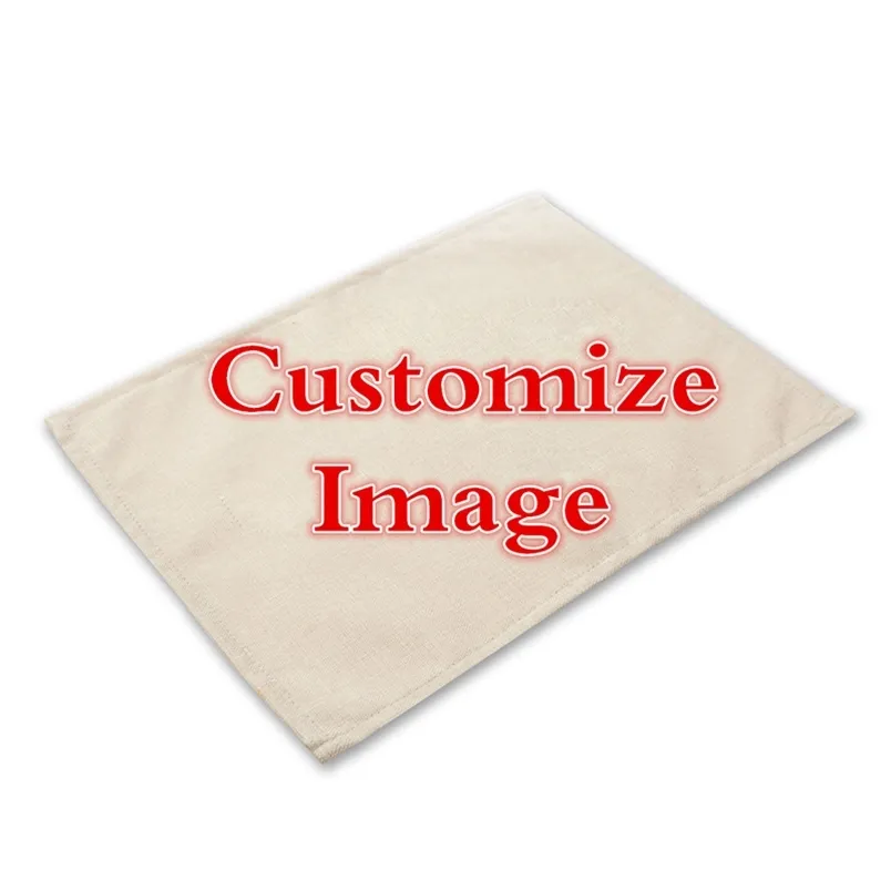 Images personnalisées imprimer coton lin cuisine napperon Table à manger tapis er tampons tasse tapis décor à la maison 220707
