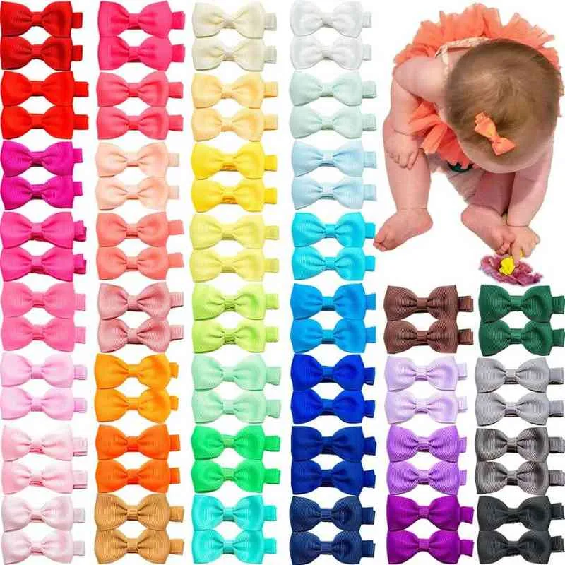 80 Pieces Baby Hair Clips 2 inches Hair Bows Fully wrapped alligator Clips for Infant and Baby Girls 40 Colors in Pairs AA220321