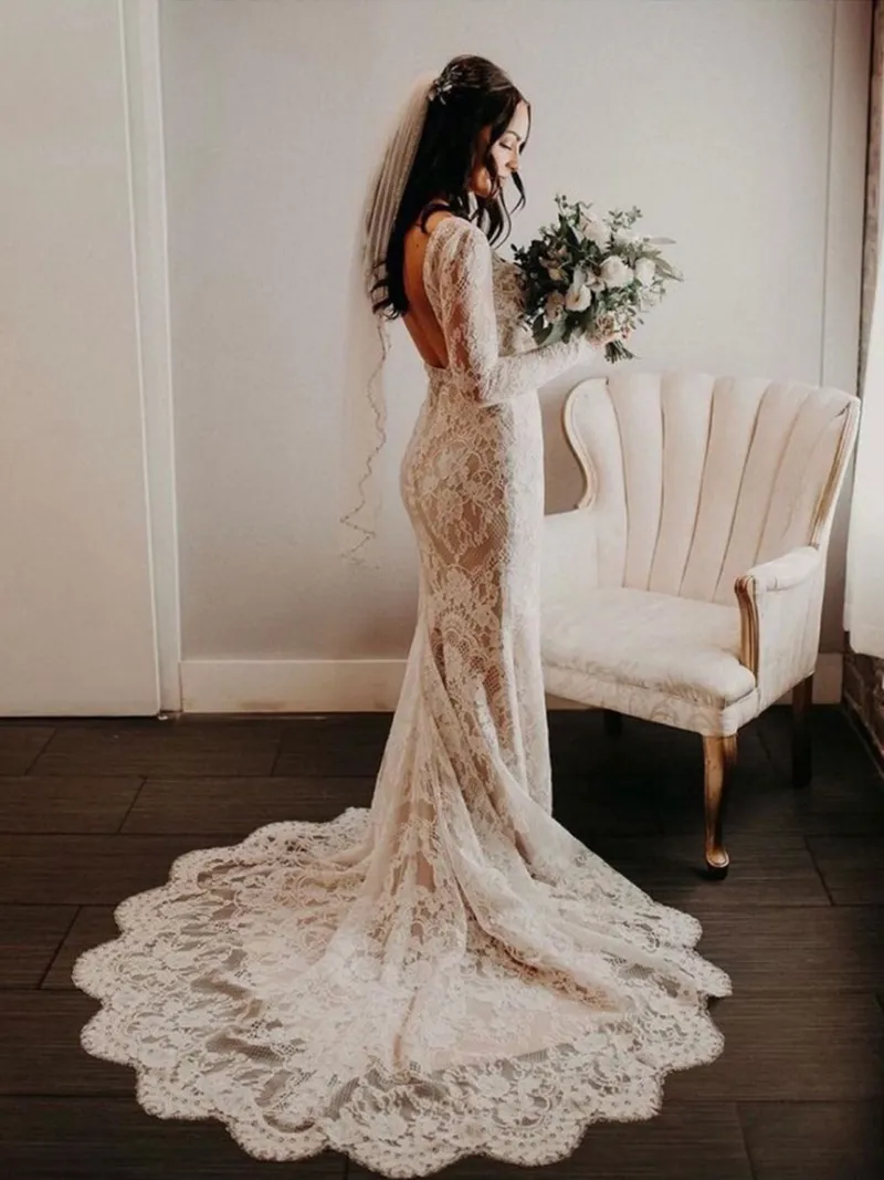 Affordable backless wedding dresses clearance
